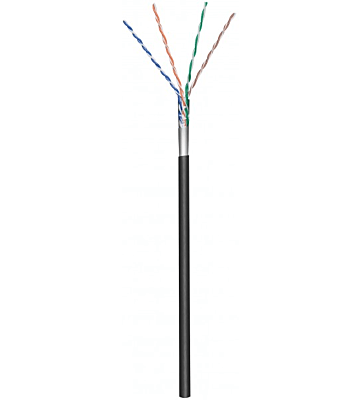 CAT5e Outdoor Netzwerkkabel, F/UTP, AWG 24/1 (Starrleiter), 100 Meter, Schwarz, CCA