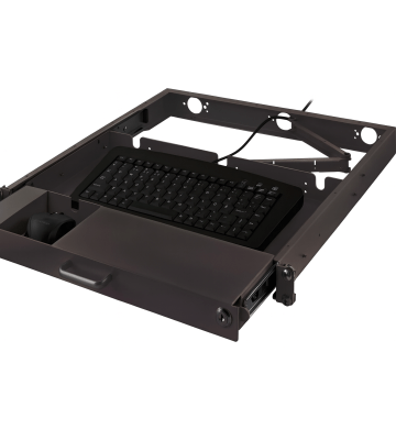 Tastatur- und Mausablage, ausziehbar und abschließbar, 1HE, 19-Zoll, schwarz