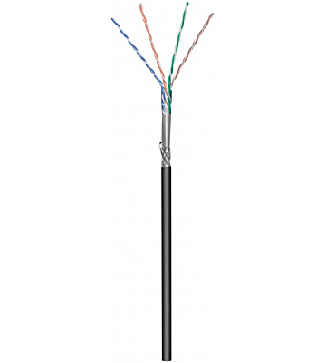 CAT6 Outdoor Netzwerkkabel, SF/UTP, AWG 26/7 (Flexibel), 305 Meter, Schwarz, CCA