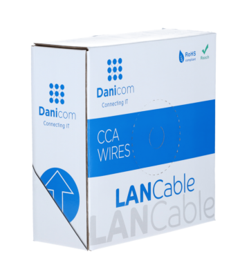 CAT6 Netzwerkkabel, U/UTP, AWG 23/1 (Starrleiter), 100 Meter, Grau, CCA