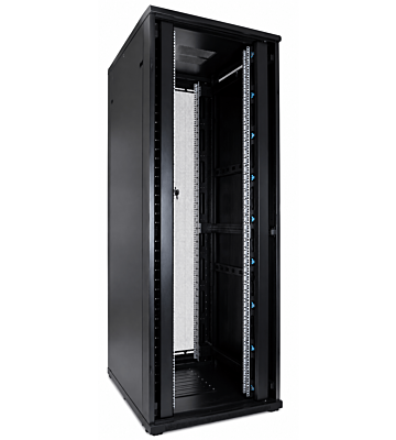 47 HE 19” Serverschrank, mit perforierter Doppelflügeltüren vorne und hinten (BxTxH) 800 x 800 x 2200mm 