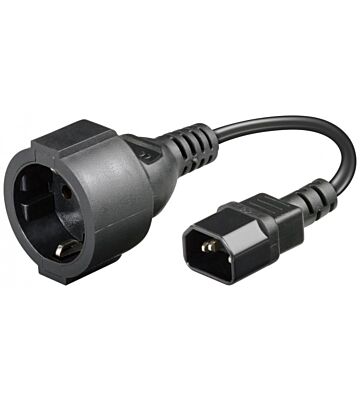 Stromkabel Netz-Adapter AC auf C14 – Schwarz – 0.15 Meter