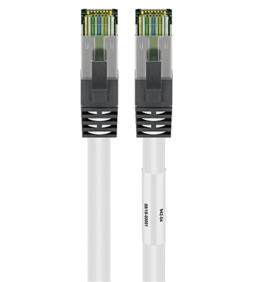 RJ45 Netzwerkkabel S/FTP (PiMF), mit CAT 8 Rohkabel, Weiß, 1m