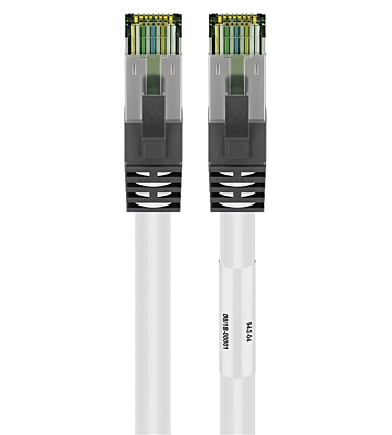 RJ45 Netzwerkkabel S/FTP (PiMF), mit CAT 8 Rohkabel, Weiß, 5m