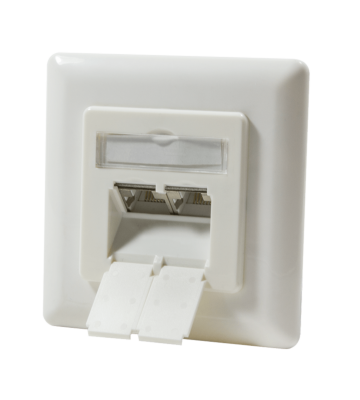 Dose Unterputz Vertikal Cat. 6/ Class E zweifach, geschirmt, 2 x RJ45 Elfenbein