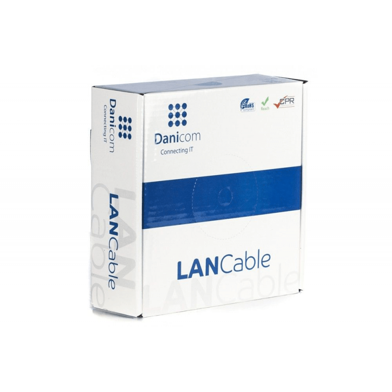 CAT6 Netzwerkkabel, U/UTP, AWG 23/1 (Starrleiter), 100 Meter, Grau, CCA
