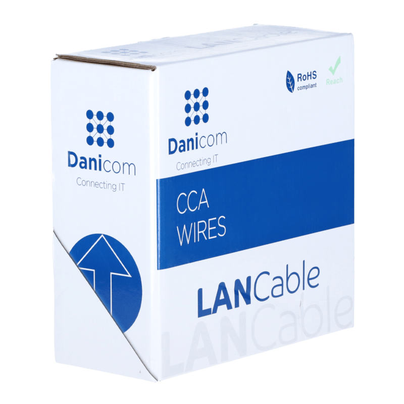CAT5e U/UTP 50m kabel auf Rolle starr grau CCA