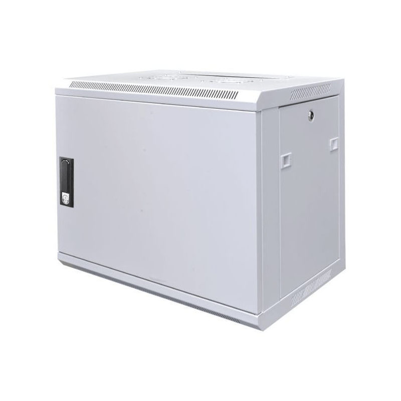9 HE Serverschrank, Wandgehäuse, Weiß,mit Metaltür (BxTxH) 600 x 450 x 500mm