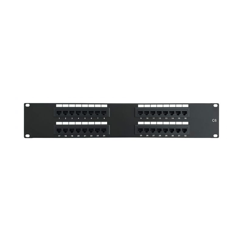 CAT 6, UTP Netzwerk- Patchpanel, 19”, 32-fach.  - 2U