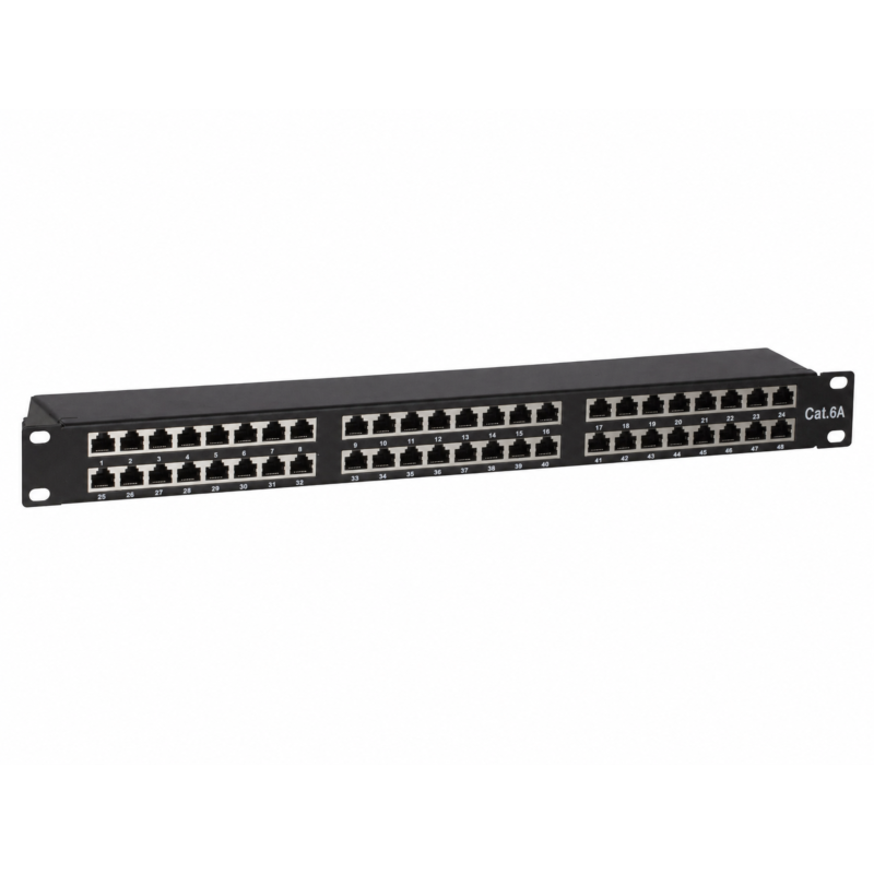 CAT 6a, STP Netzwerk-Patchpanel, 19”, 48-fach.
