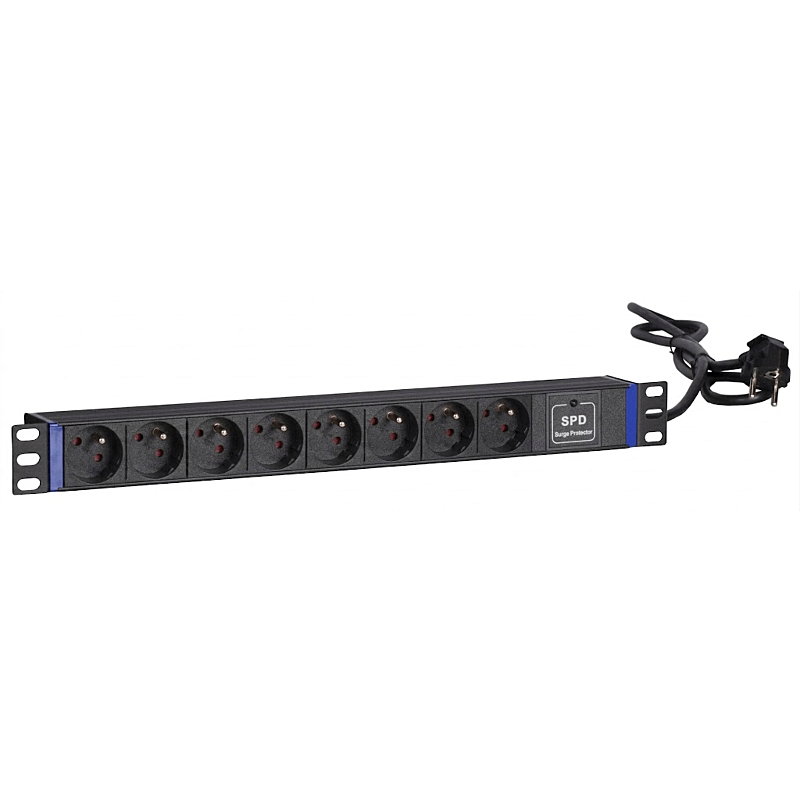 19” Steckdosenleiste - 8-fach - Surge Protection Device mit Erdungsstift