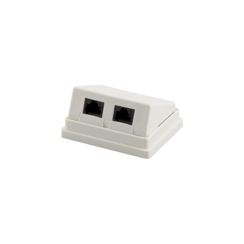 Cat. 5e UTP, Anschlußdose Aufputz, 2 x RJ45, Weiß