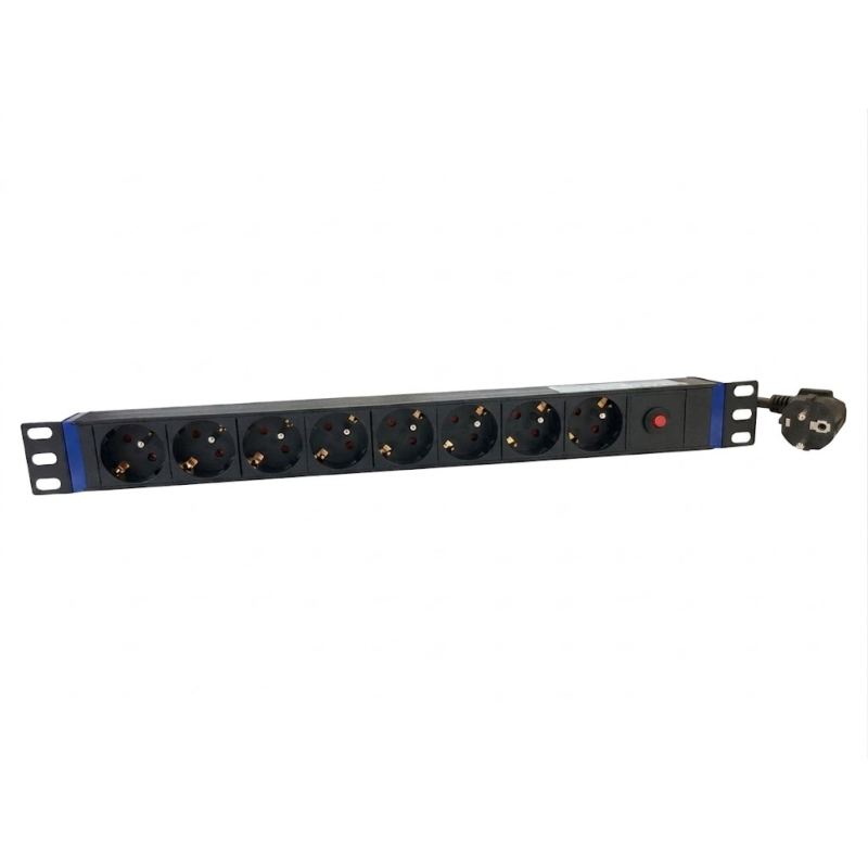 19" Steckdosenleiste - 8-fach - Master Overload mit Erdungsstift