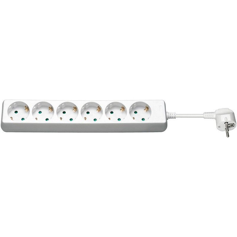 Steckdosenleiste - 6x Schutzkontakt - Weiß - 3 Meter