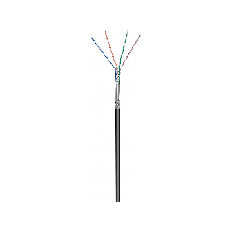 CAT6 Outdoor Netzwerkkabel, SF/UTP, AWG 26/7 (Flexibel), 100 Meter, Schwarz, CCA