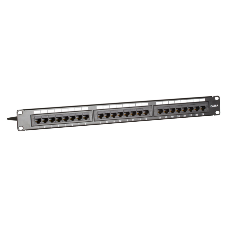 CAT 6a, UTP Netzwerk-Patchpanel, 19”, 24-fach.