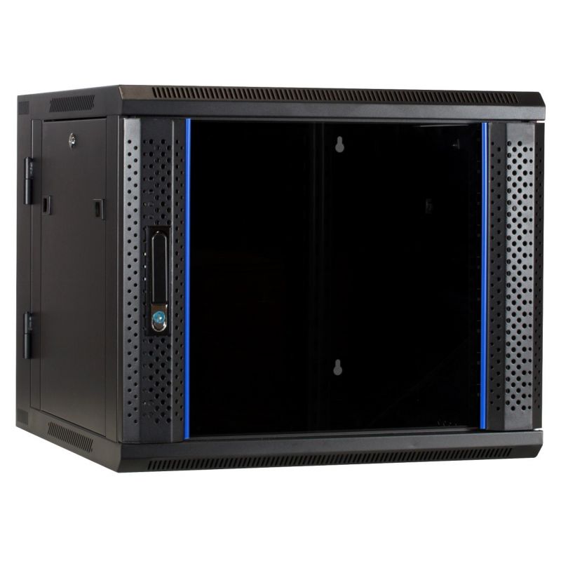 9 HE Serverschrank, wendbares Wandgehäuse mit Glastür (BxTxH) 600 x 600 x 501mm