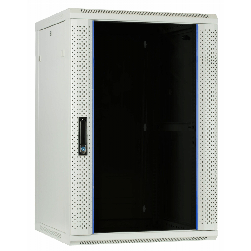 27 HE Serverschrank, Wandgehäuse mit Glastür (BxTxH) 600 x 600 x 1300mm weiß