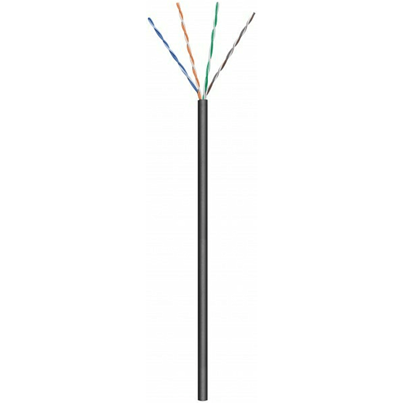 CAT6 Outdoor Netzwerkkabel, U/UTP, AWG 23/1 (Starrleiter), 100 Meter, Schwarz, CCA