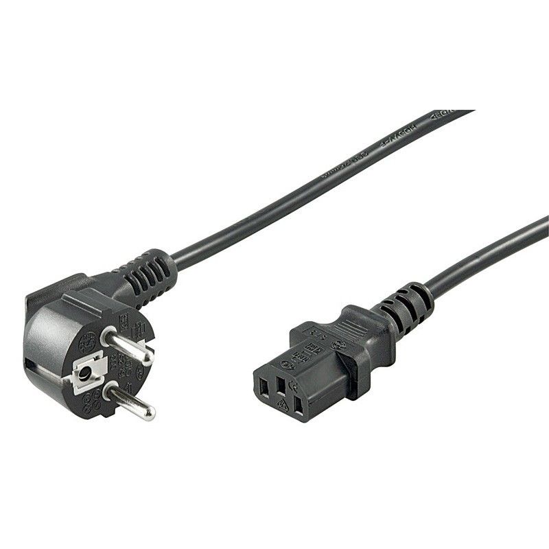 Netzkabel mit gewinkeltem Schukostecker - C13-Kupplung - Schwarz - 3 Meter