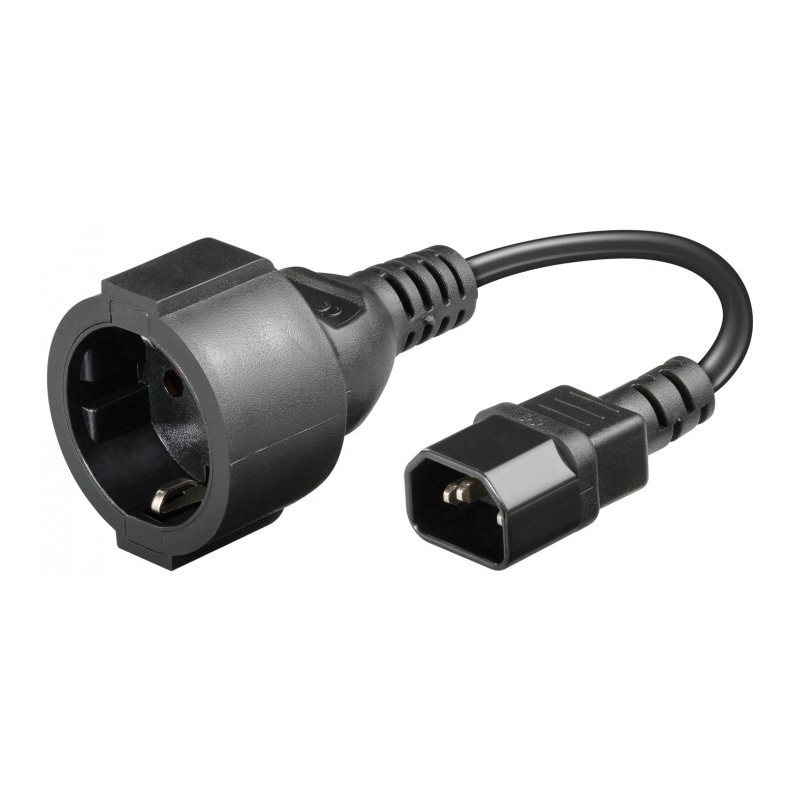 Stromkabel Netz-Adapter AC auf C14 – Schwarz – 0.20 Meter 