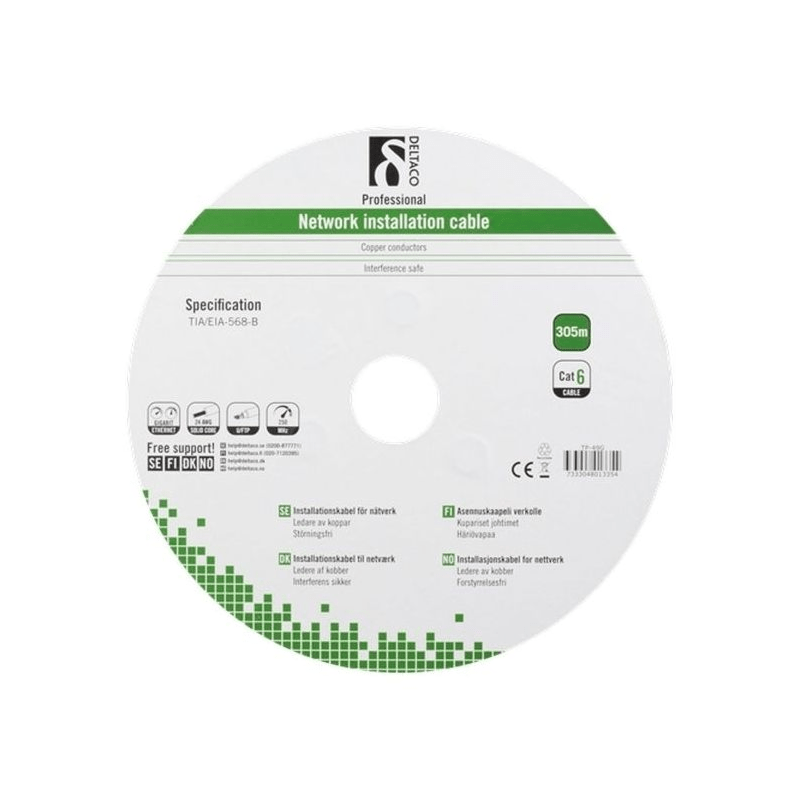 Alfaco Cat6 F/UTP-Kabel auf Rolle starrleiter 305 m grau LSZH – (Eca)