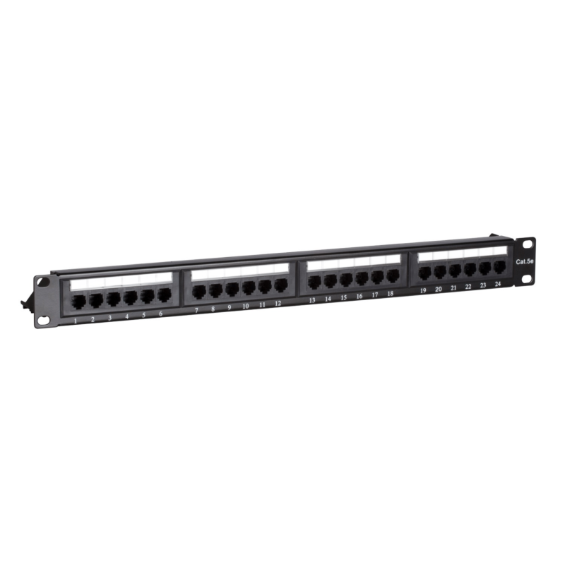 CAT 5e, UTP Netzwerk-Patchpanel, 19”, 24-fach.
