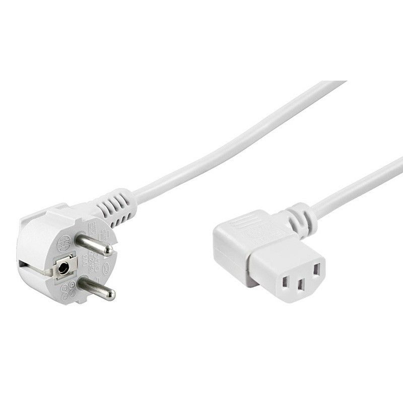 Netzkabel mit Schukostecker – C13-Kupplung – Weiß – 1,5 Meter