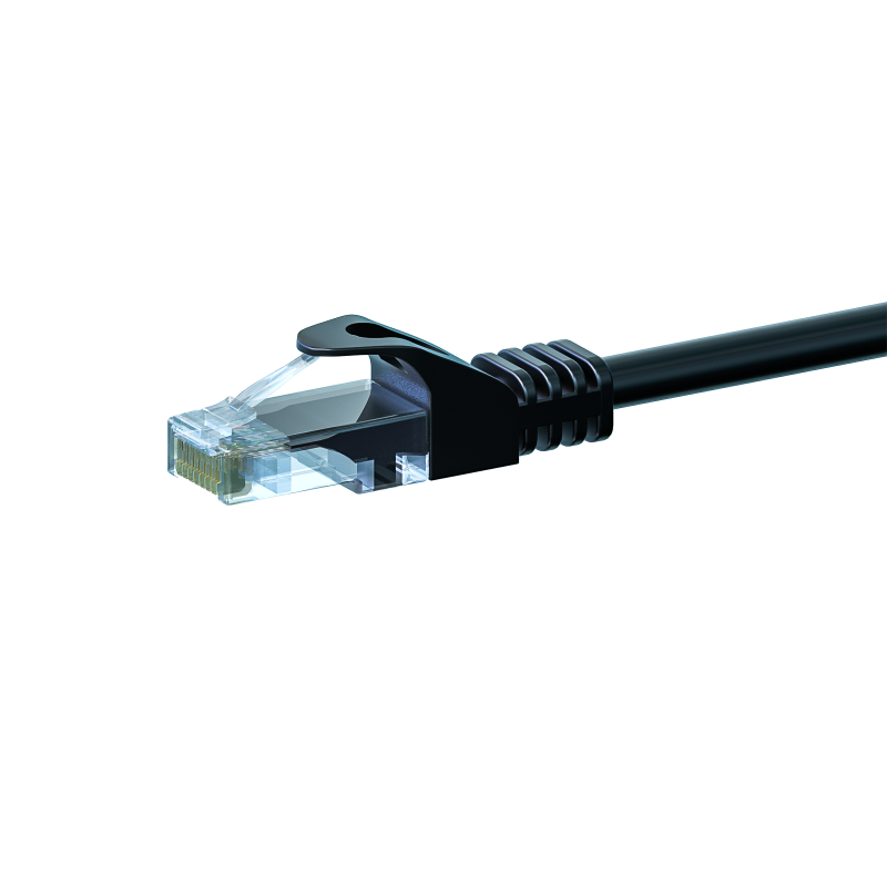 CAT5e Netzwerkkabel, U/UTP, 0,25 Meter, Schwarz, 100% Kupfer