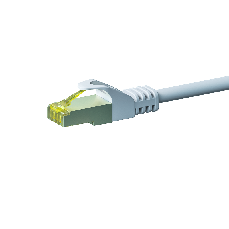 RJ45 Netzwerkkabel S/FTP (PiMF), mit CAT 7 Rohkabel, Weiß, 0,25m