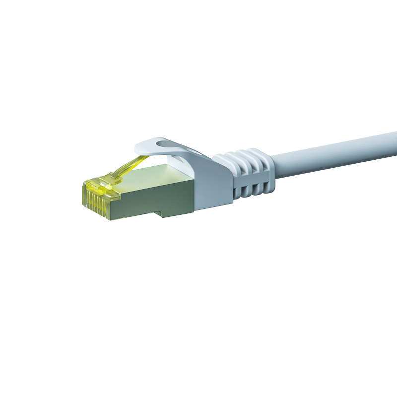 RJ45 Netzwerkkabel S/FTP (PiMF), mit CAT 7 Rohkabel, Weiß, 1m