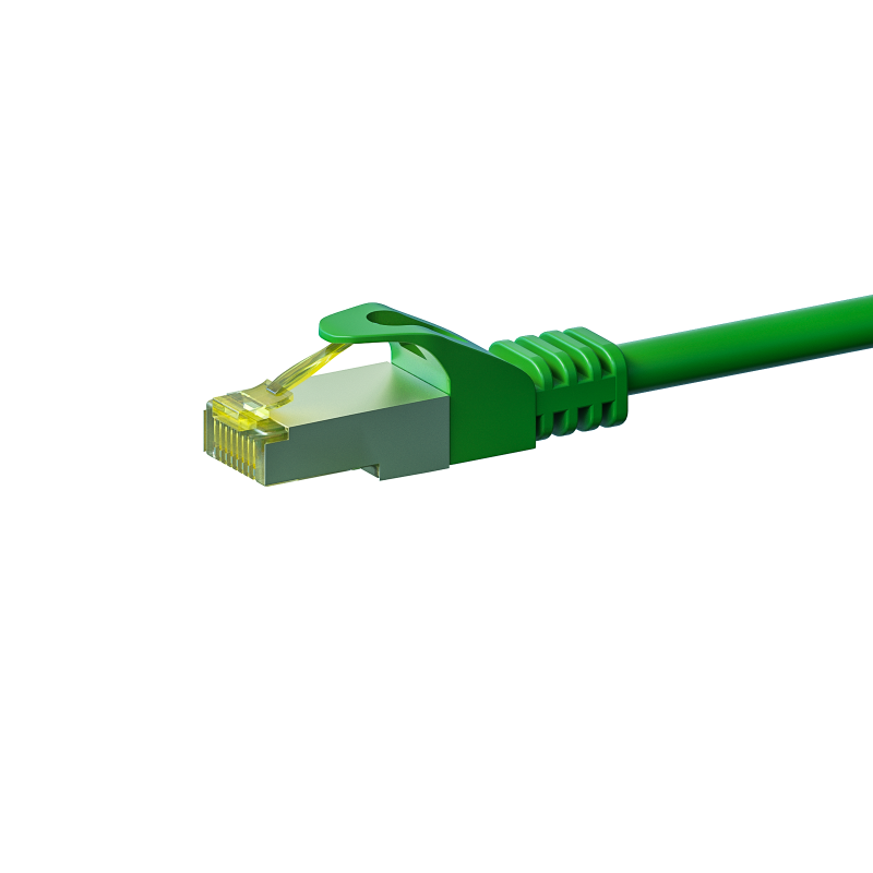 RJ45 Netzwerkkabel S/FTP (PiMF), mit CAT 7 Rohkabel, Grün, 0,25m