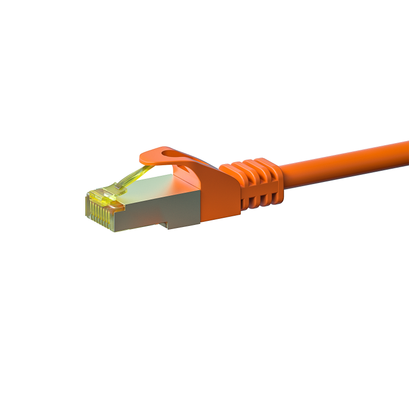 RJ45 Netzwerkkabel S/FTP (PiMF), mit CAT 7 Rohkabel, Orange, 0,50m