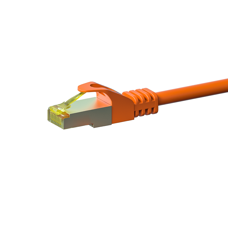 RJ45 Netzwerkkabel S/FTP (PiMF), mit CAT 7 Rohkabel, Orange, 1,50m