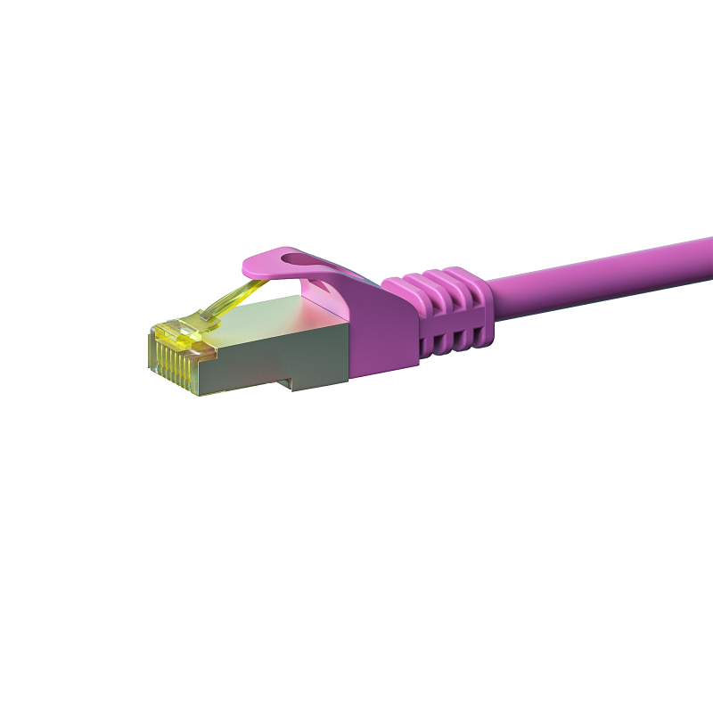 RJ45 Netzwerkkabel S/FTP (PiMF), mit CAT 7 Rohkabel, Rosa, 0,25m