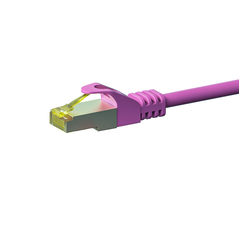 RJ45 Netzwerkkabel S/FTP (PiMF), mit CAT 7 Rohkabel, Rosa, 0,50m