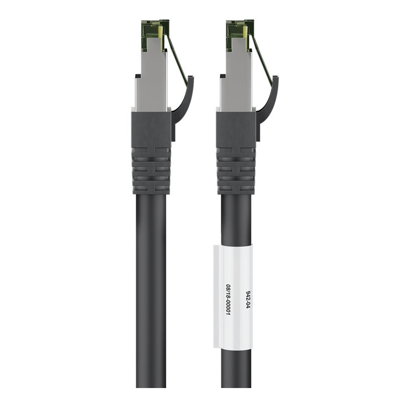 RJ45 Netzwerkkabel S/FTP (PiMF), mit CAT 8 Rohkabel, Schwarz, 2m