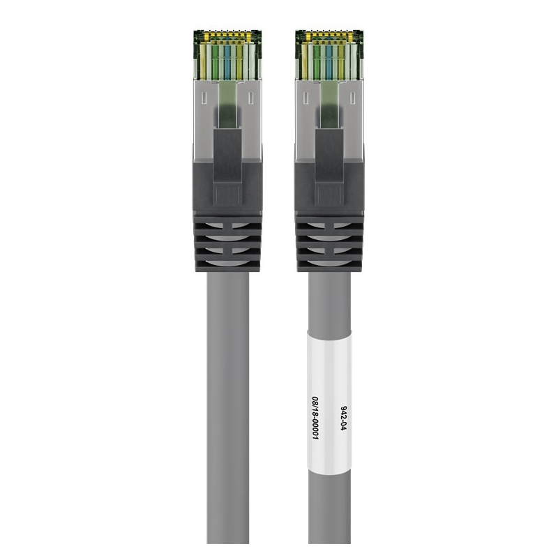 RJ45 Netzwerkkabel S/FTP (PiMF), mit CAT 8 Rohkabel, Grau, 2m