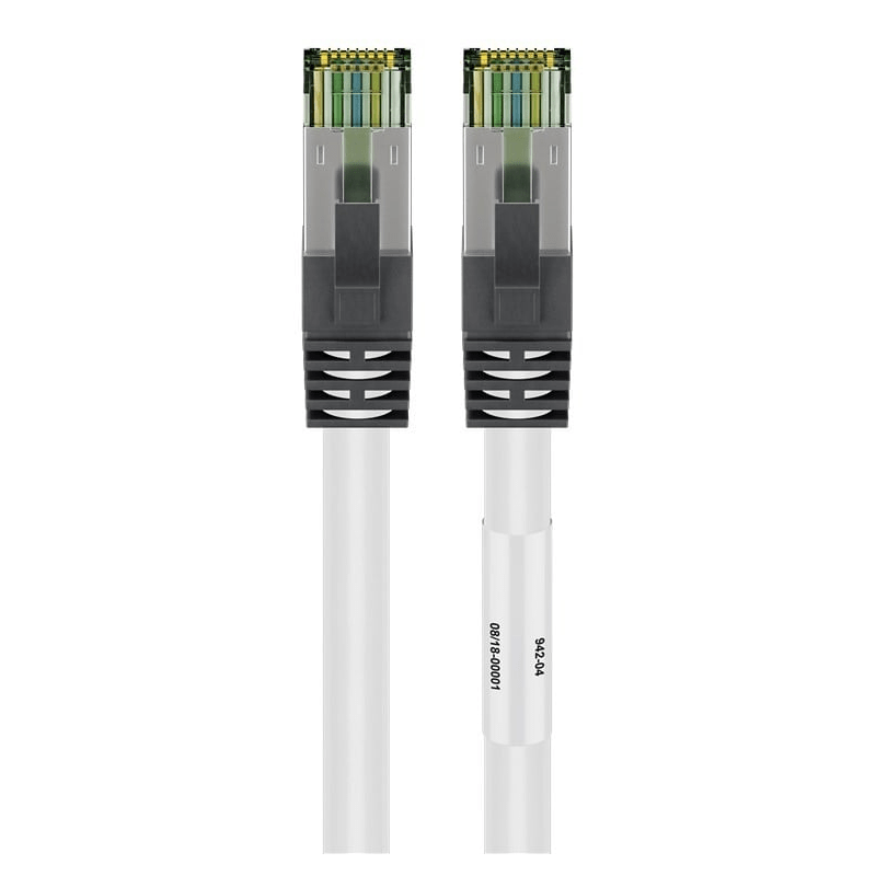 RJ45 Netzwerkkabel S/FTP (PiMF), mit CAT 8 Rohkabel, Weiß, 1m