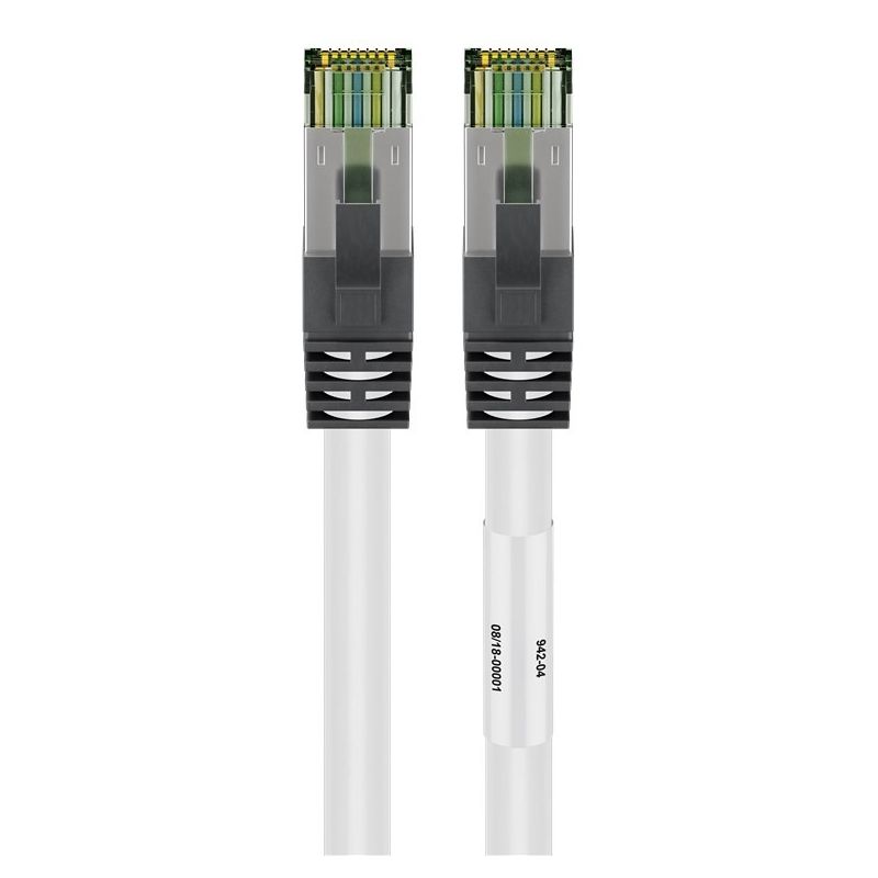 RJ45 Netzwerkkabel S/FTP (PiMF), mit CAT 8 Rohkabel, Weiß, 2m