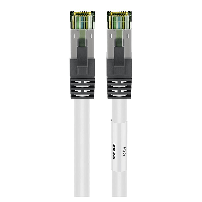 RJ45 Netzwerkkabel S/FTP (PiMF), mit CAT 8 Rohkabel, Weiß, 2m