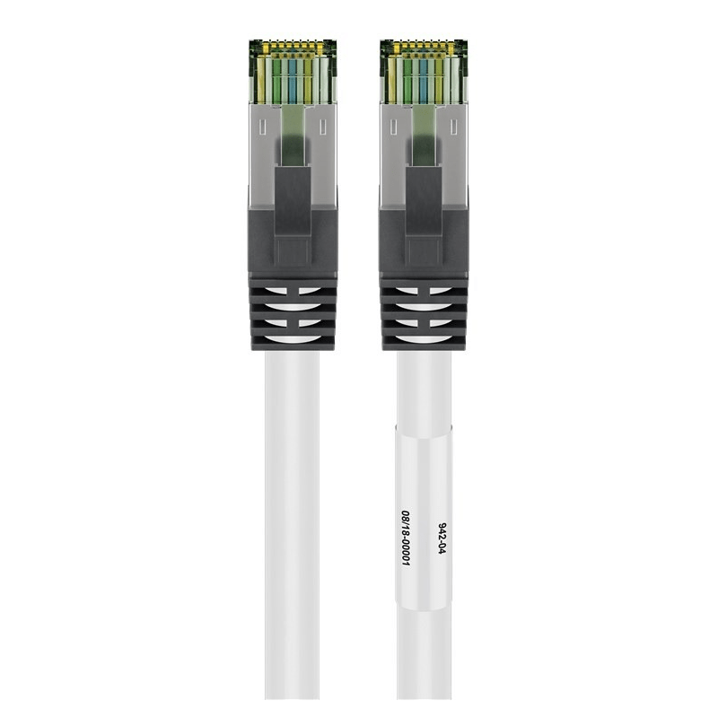 RJ45 Netzwerkkabel S/FTP (PiMF), mit CAT 8 Rohkabel, Weiß, 3m