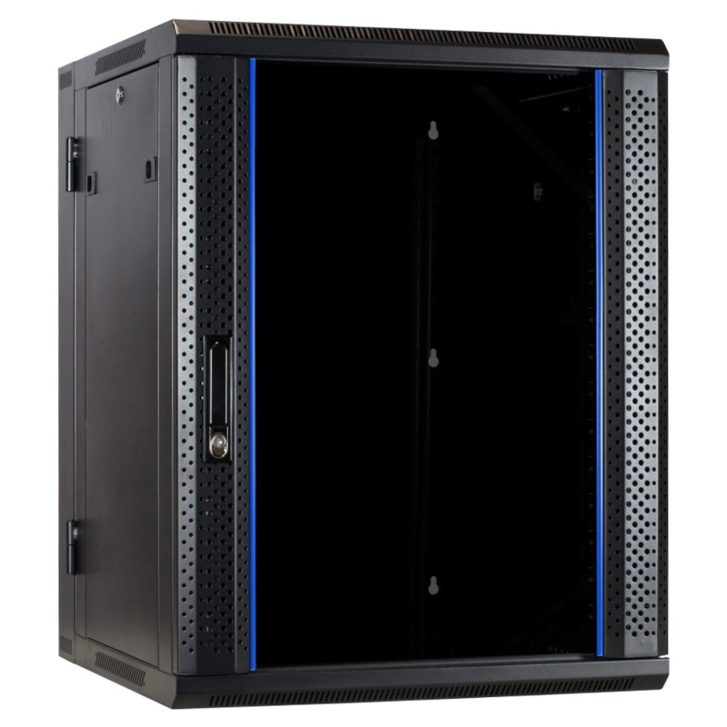 22 HE Serverschrank, wendbares Wandgehäuse mit Glastür (BxTxH) 600 x 600 x 1100mm