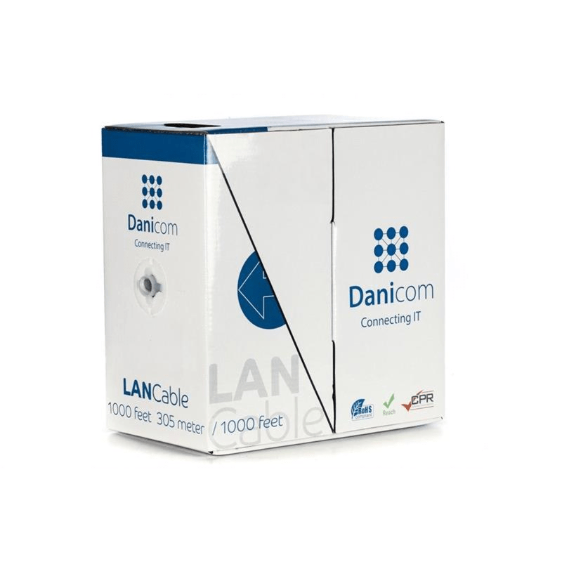 CAT5e Netzwerkkabel, U/UTP, AWG 26/7 (Flexibel), 305 Meter, Grau, CCA