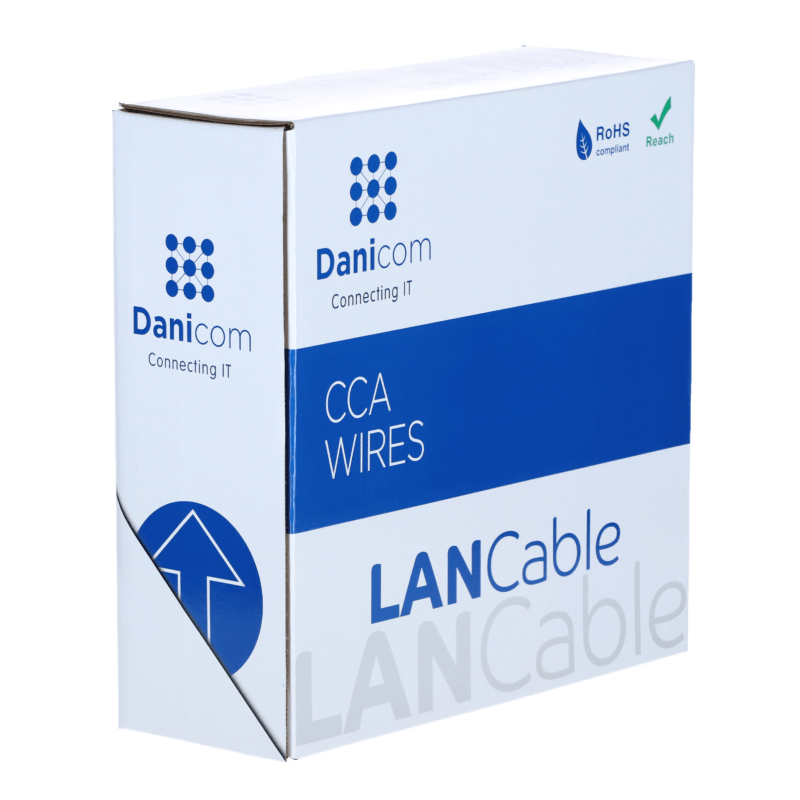 CAT5e Netzwerkkabel, F/UTP, AWG 24/1 (Starrleiter), 100 Meter, Grau, CCA