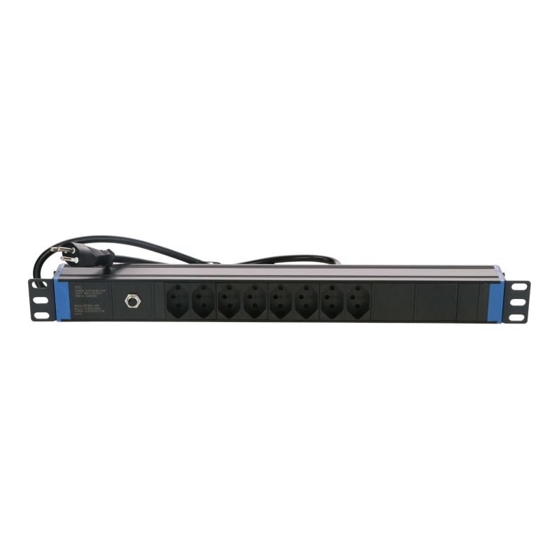 19" Schweizer Steckdosenleiste Surge Protection Overload - 8-fach