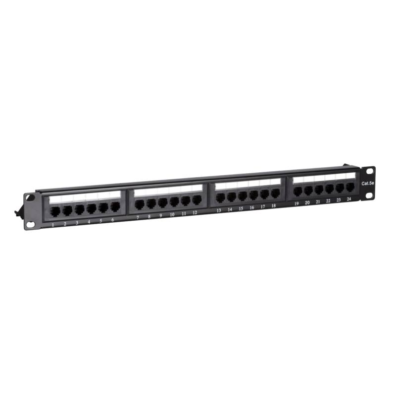 CAT 5e, UTP Netzwerk-Patchpanel, 19”, 24-fach.