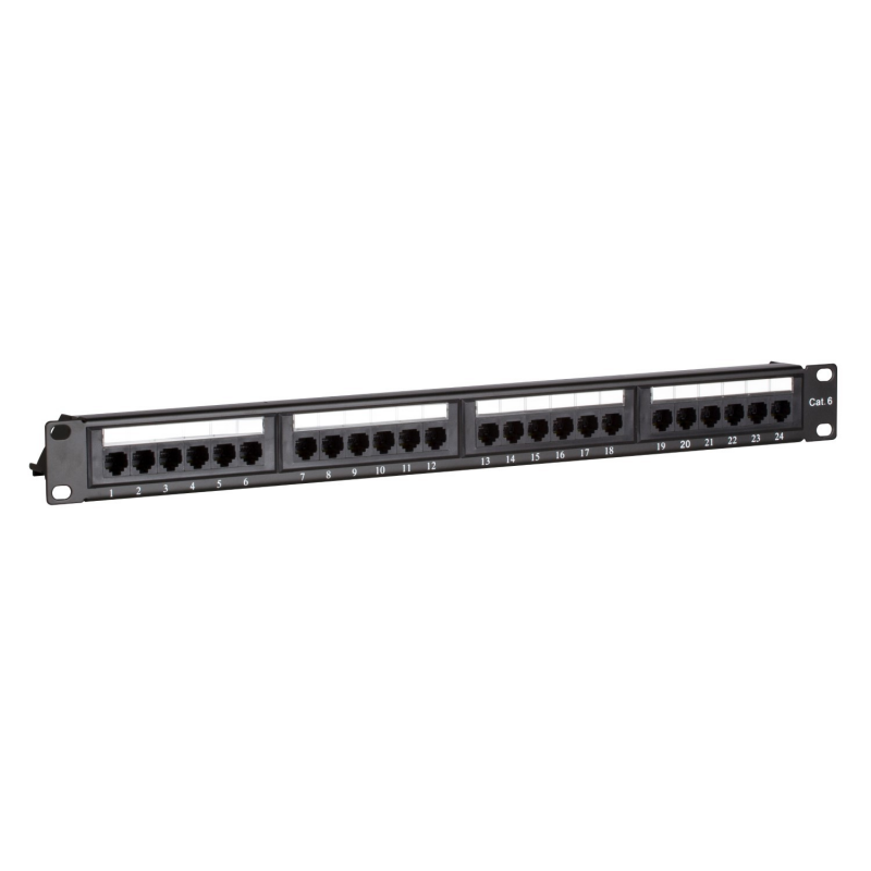 CAT 6, UTP Netzwerk- Patchpanel, 19”, 24-fach. 