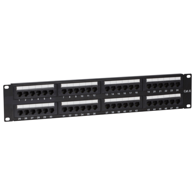CAT6, UTP Netzwerk-Patchpanel, 19”, 48-fach.