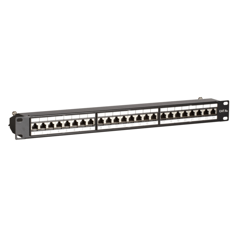 CAT 6a, STP Netzwerk-Patchpanel, 19”, 24-fach.